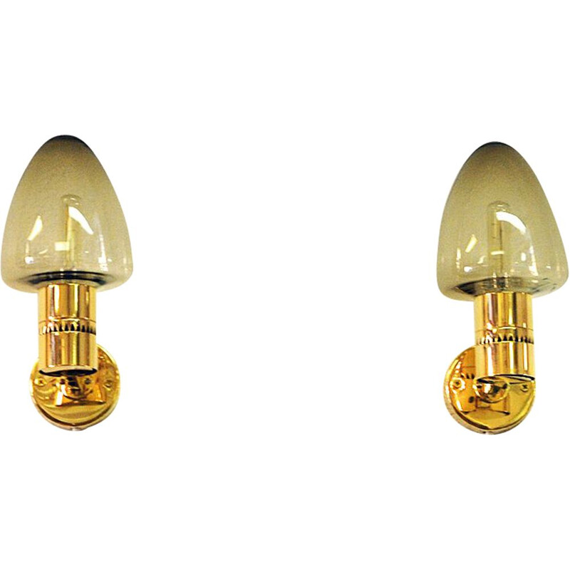 Wall lamps V-220 by Hans-Agne Jakobsson Sweden Glass and Brass 1950s