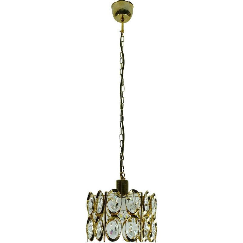 Small chandelier mid century palwa crystal glass and gilt brass 1960s