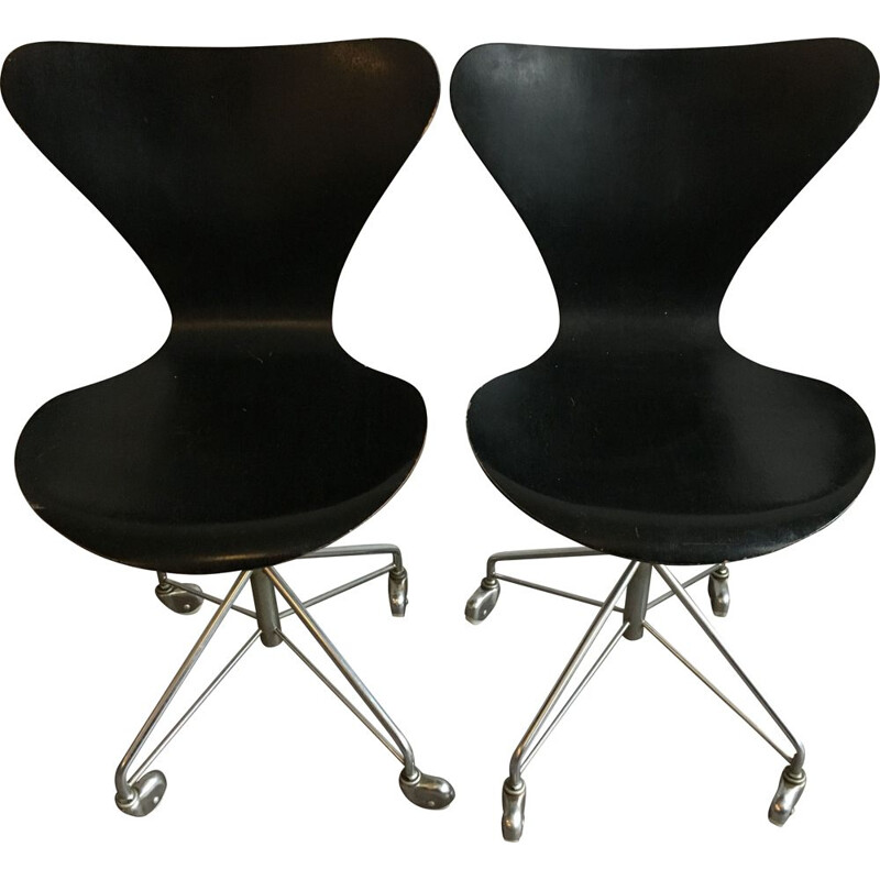 Coppia di sedie da lavoro vintage Fritz Hansen 3117 1960