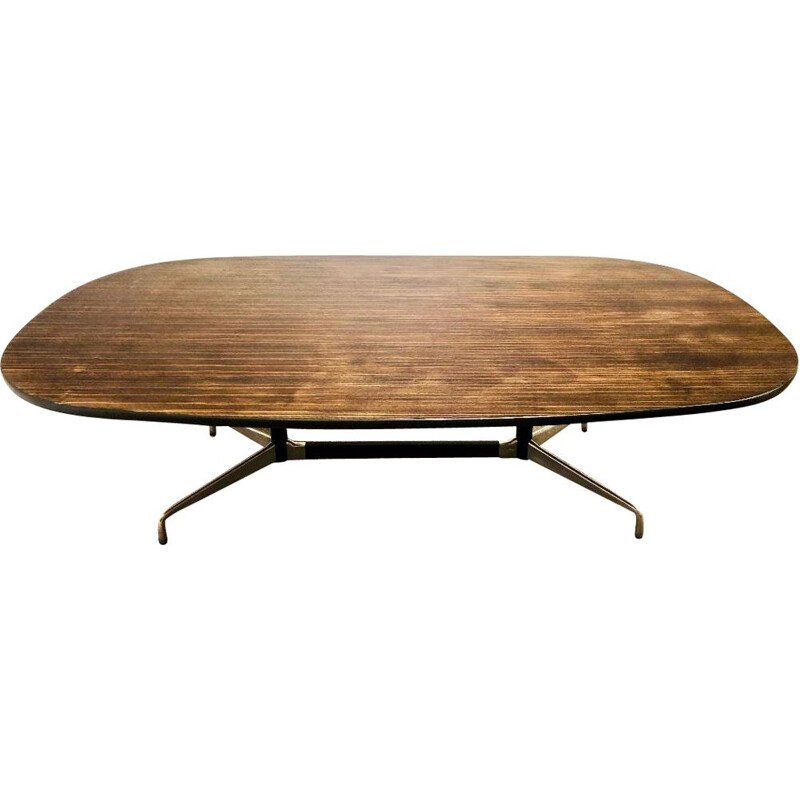 Table vintage en bois Eames en placage zebrano