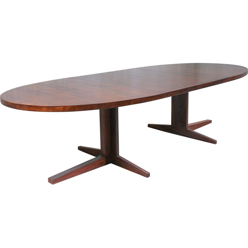 Dining Table vintage Oval Danish Rosewood By John Mortensen for Heltborg, 1960s