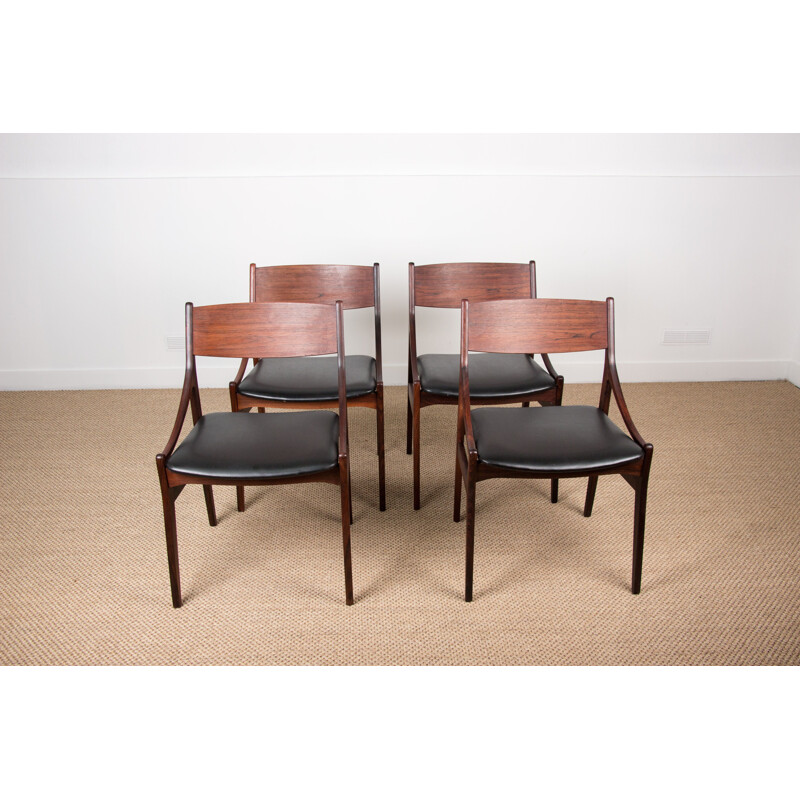 Suite of 4 Vintage Rio Rosewood Chairs by Vestervig Eriksen Danish 1960s