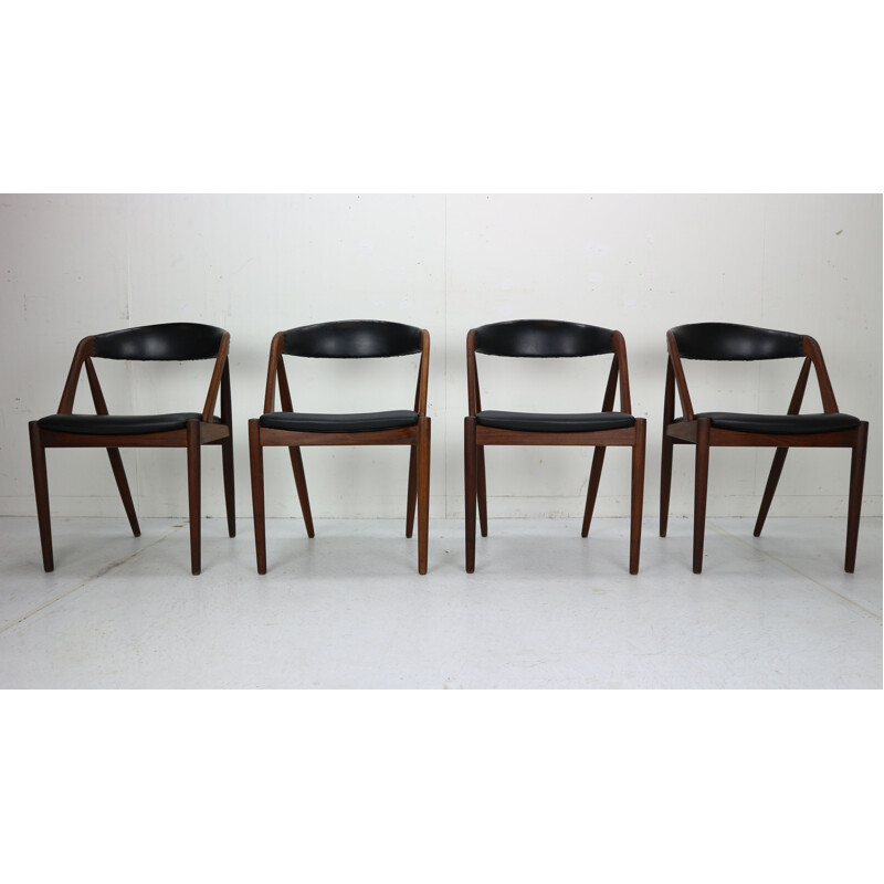 Lot de 4 chaises vintage en teck "a" Kai Kristiansen Modèle 31 pour Schou Andersen, 1960