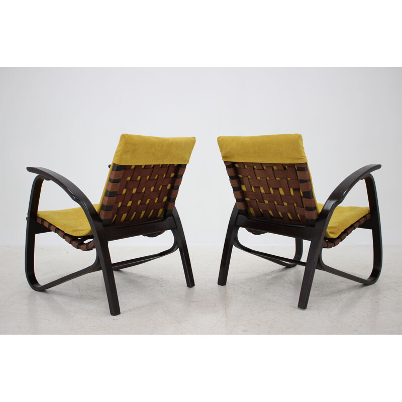 Pair of vintage wooden armchairs by Jan Vanek Bentwood, Czech Republic 1940