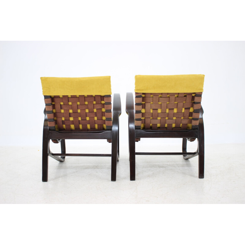 Pair of vintage wooden armchairs by Jan Vanek Bentwood, Czech Republic 1940