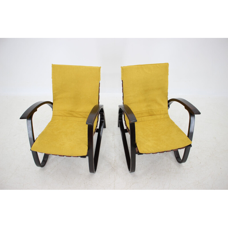 Pair of vintage wooden armchairs by Jan Vanek Bentwood, Czech Republic 1940