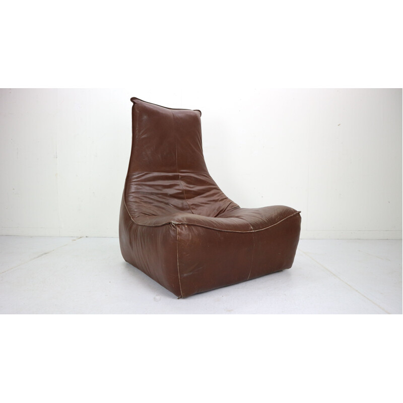 Leather lounge chair mid century Gerard Van Den Berg Netherlands 1970