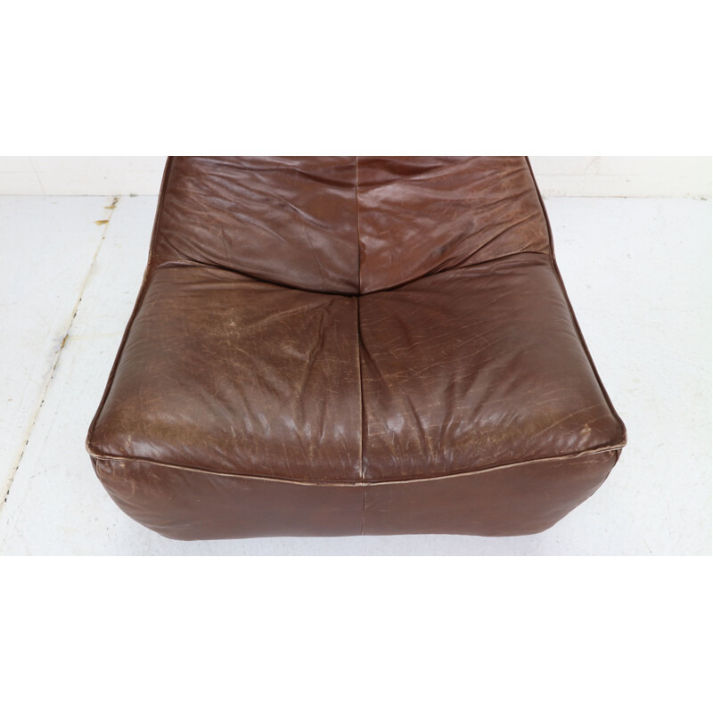 Leather lounge chair mid century Gerard Van Den Berg Netherlands 1970