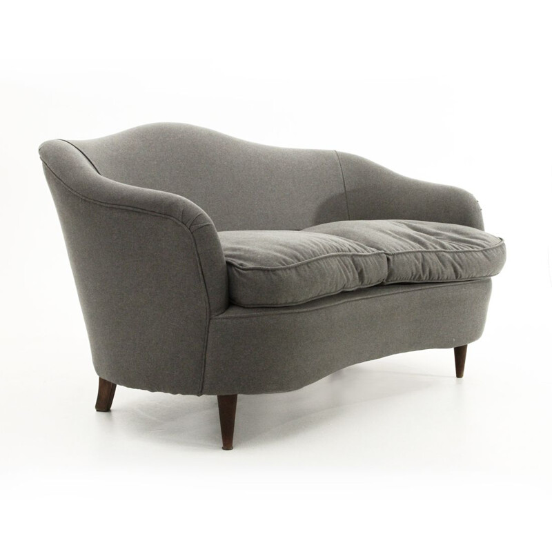 Vintage 2-Sitzer-Sofa grau Courbé, Italien 1950