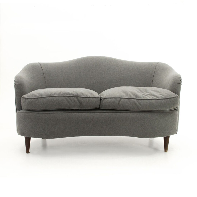 Vintage 2-Sitzer-Sofa grau Courbé, Italien 1950