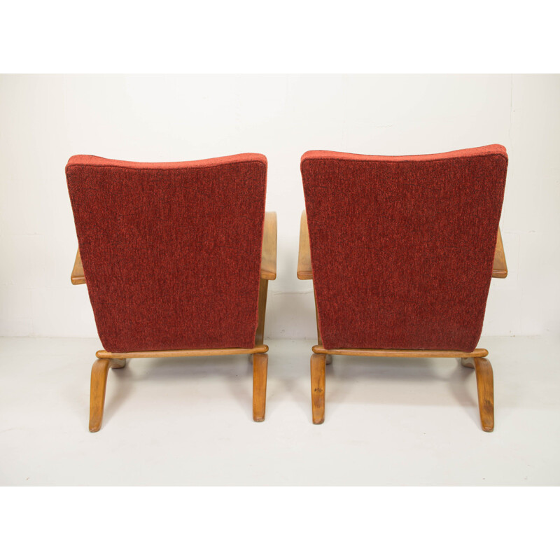 Lot de 2 fauteuils vintage H 269 de Jindrich Halabala, 1940