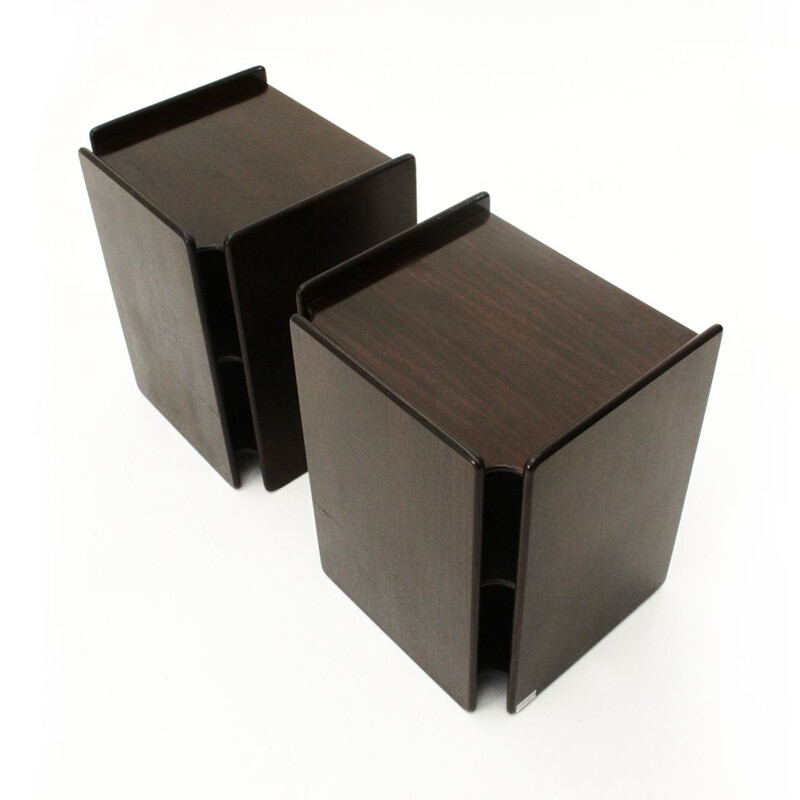 Pair of plywood Nightstands vintage by Sergio Asti and Sergio Favre for Poltronova, 1960