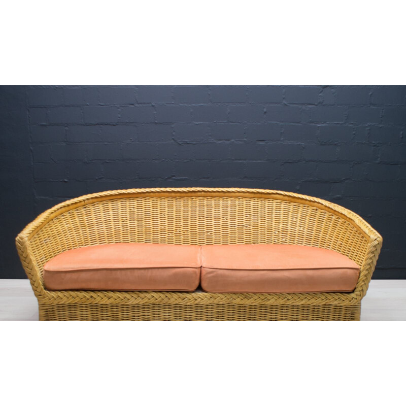 2-Seater Sofa Rattan, Italian 1970s