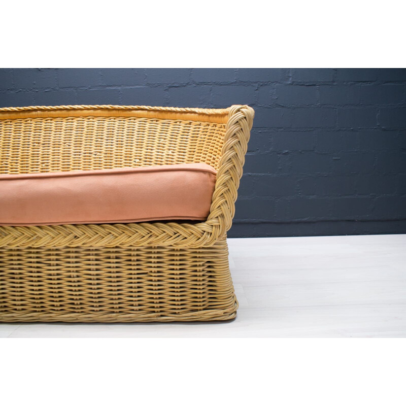 2-Seater Sofa Rattan, Italian 1970s