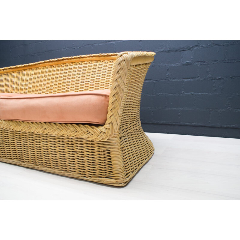 2-Seater Sofa Rattan, Italian 1970s