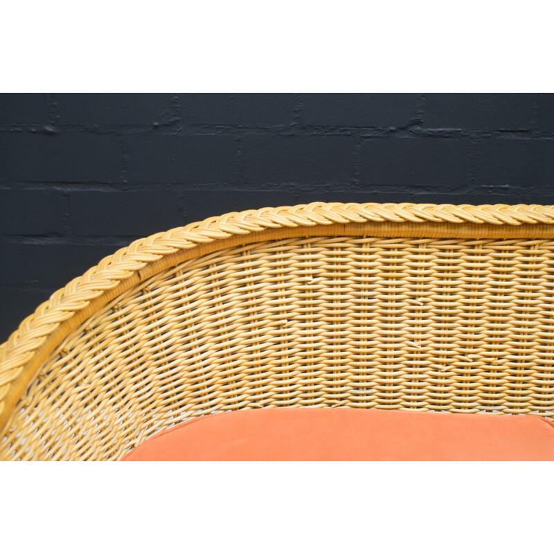 2-Seater Sofa Rattan, Italian 1970s