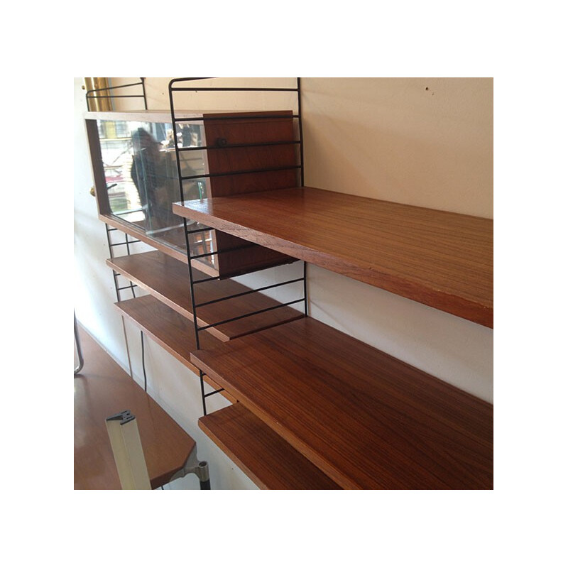 String shelves system in teak, Nisse STRINNING - 1950s