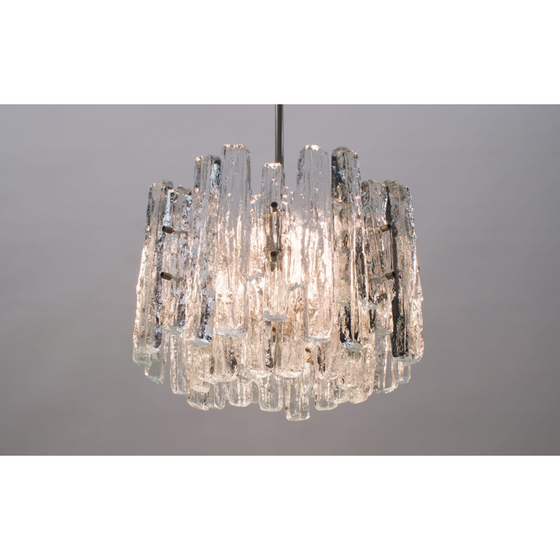 Ice Glass Chandelier from Kalmar, Mid-Century Austrian 1970s