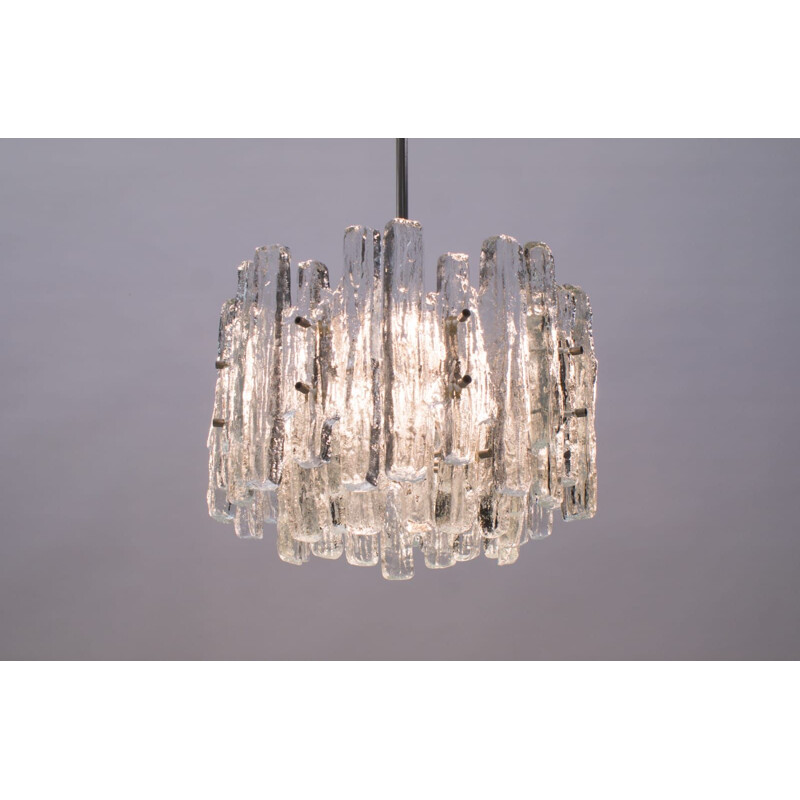 Ice Glass Chandelier from Kalmar, Mid-Century Austrian 1970s