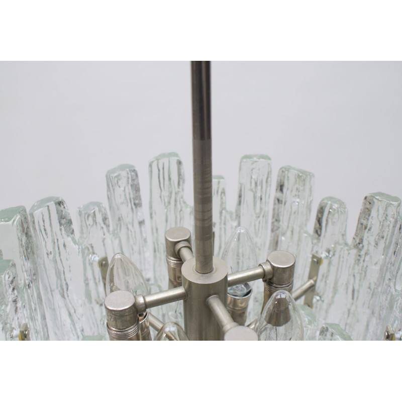 Ice Glass Chandelier from Kalmar, Mid-Century Austrian 1970s
