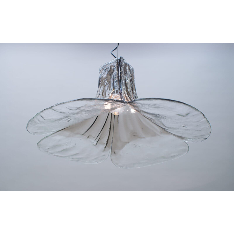 Ceiling Lamp vintage Smoked and Clear Murano Glass by Carlo Nason for Mazzega, 1960s