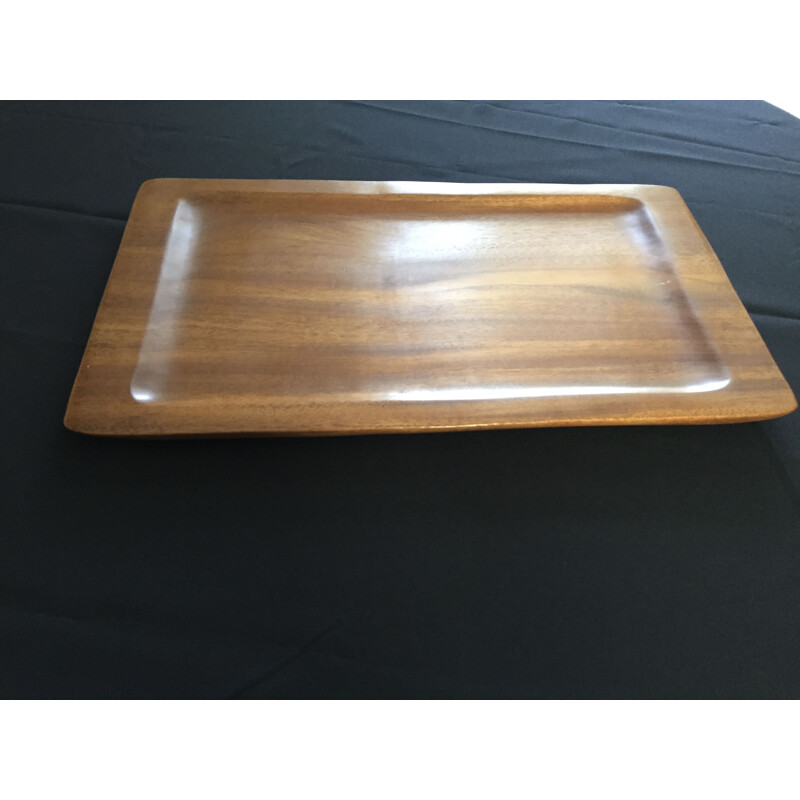 Large vintage tray in blond teak wood Alexandre Noll