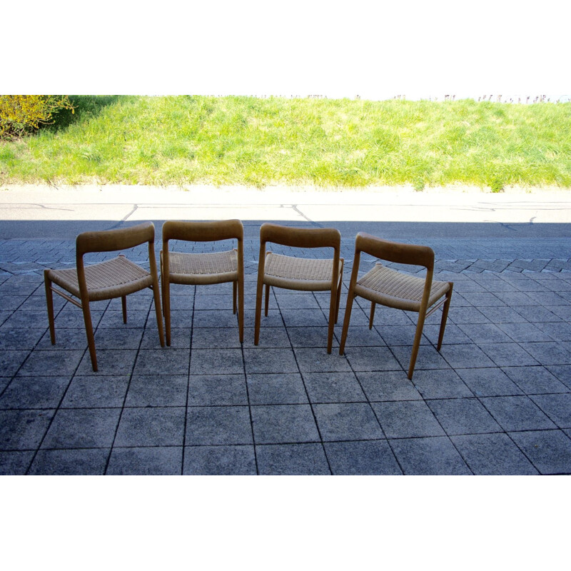 Set of 4 Vintage chairs by Nils O Moller Solid Oak 1950