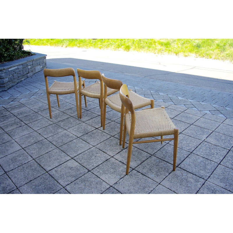 Set of 4 Vintage chairs by Nils O Moller Solid Oak 1950