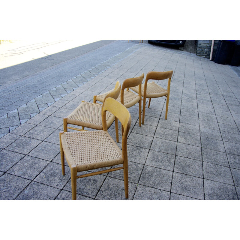 Set of 4 Vintage chairs by Nils O Moller Solid Oak 1950