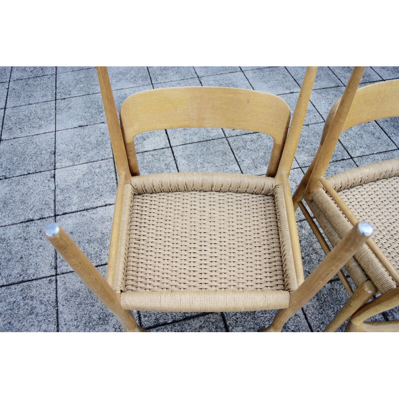 Set of 4 Vintage chairs by Nils O Moller Solid Oak 1950