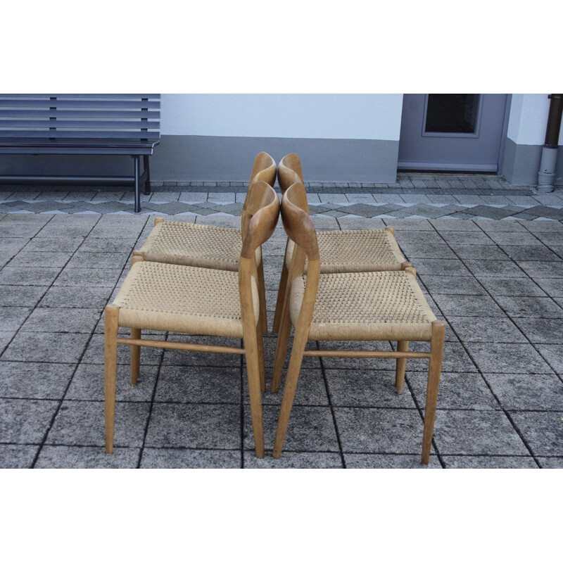 Set of 4 Vintage chairs by Nils O Moller Solid Oak 1950