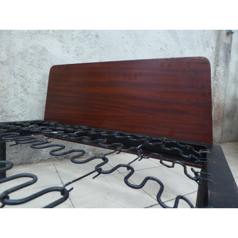 "Scal" bed in mahogany and sheet steel, Jean PROUVE - 1950s