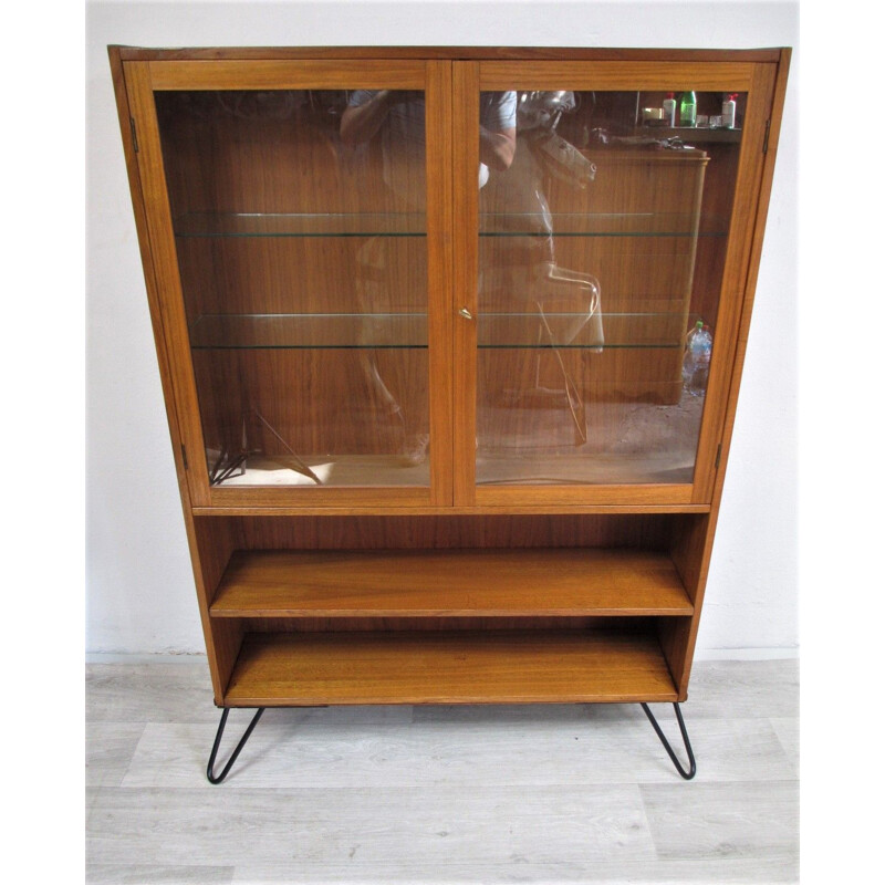 Vintage bookcase in wood and glass, Denmark, 1960s