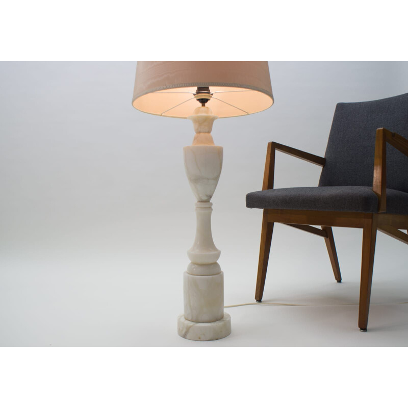 Vintage white marble floor lamp, Italy 1960