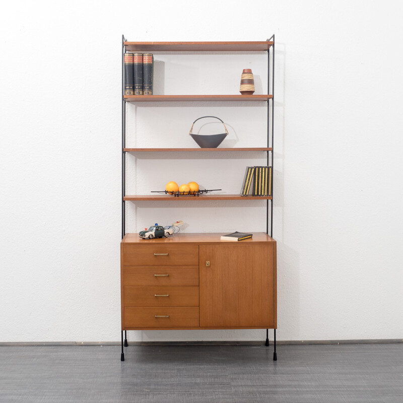 Modular Omnia shelving system in teak, HILKER - 1960s