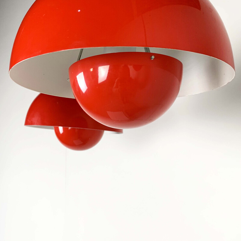 Red Flower Pot Pendant Lamp by Verner Panton for and Tradition