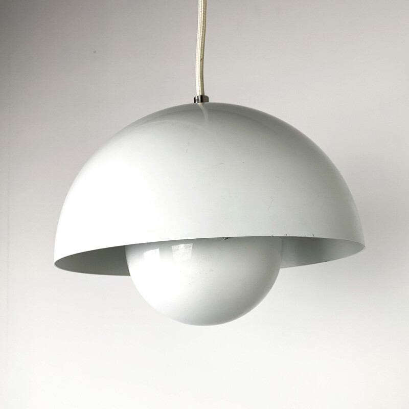 White Flower Pot Pendant Lamp by Verner Panton for and Tradition