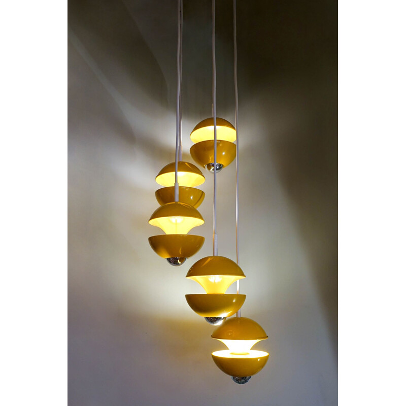 Cascading Pendant Lamp vintage by Klaus Hempel for Kaiser Leuchten, 1970s