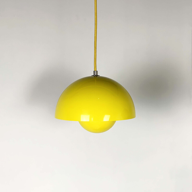 Yellow Flower Pot Pendant Lamp vintage by Verner Panton for and Tradition