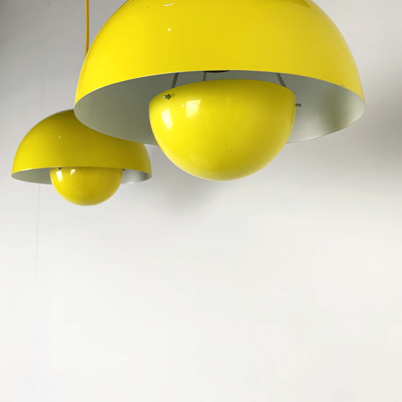 Yellow Flower Pot Pendant Lamp vintage by Verner Panton for and Tradition