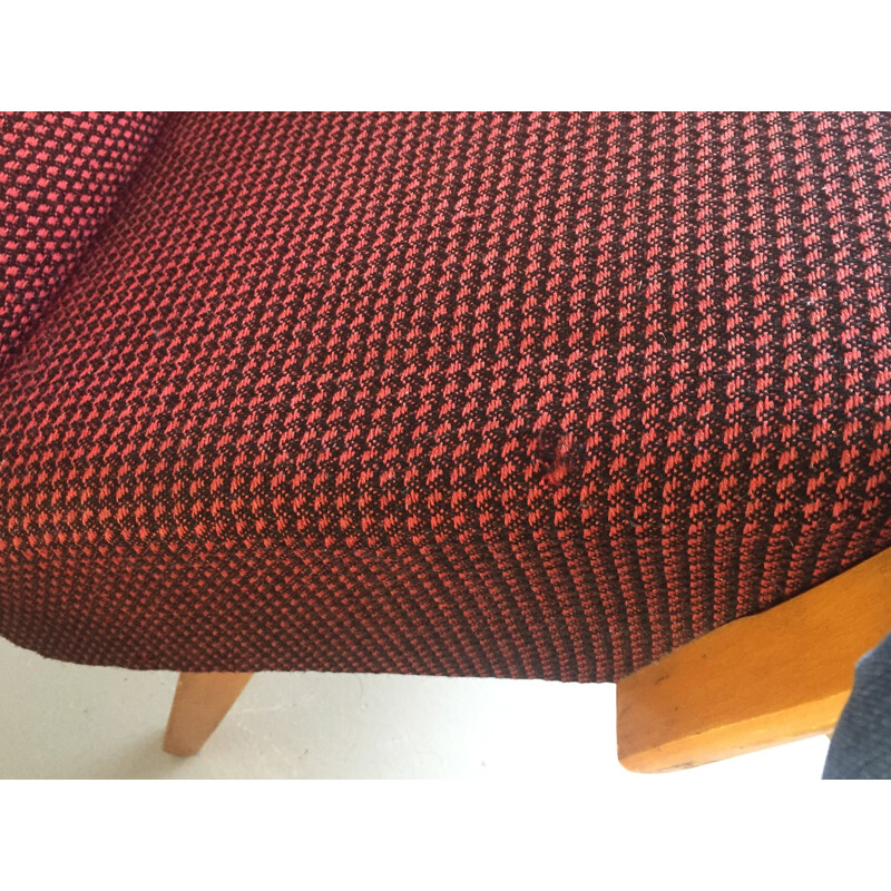 Spojene UP Zadovy pair of Czech chairs in beechwood and woollen fabric, Jindrich HALABALA - 1960s