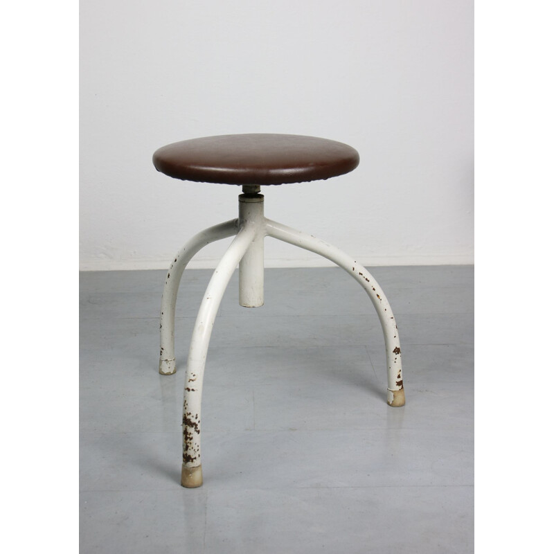 Set of 3 adjustable vintage industrial swivel stools