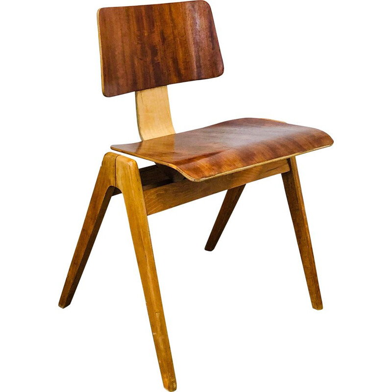 Silla vintage de madera de cerezo Hille Robin Day Hillestak Nigeriana, Reino Unido 1950