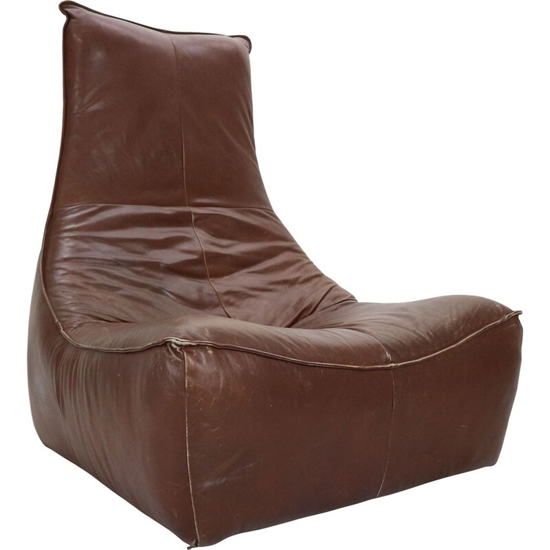 Leather lounge chair mid century Gerard Van Den Berg Netherlands 1970