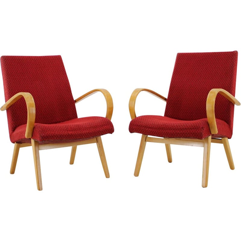 Pair of Lounge chair ThonThonet Bentwood, 1960s