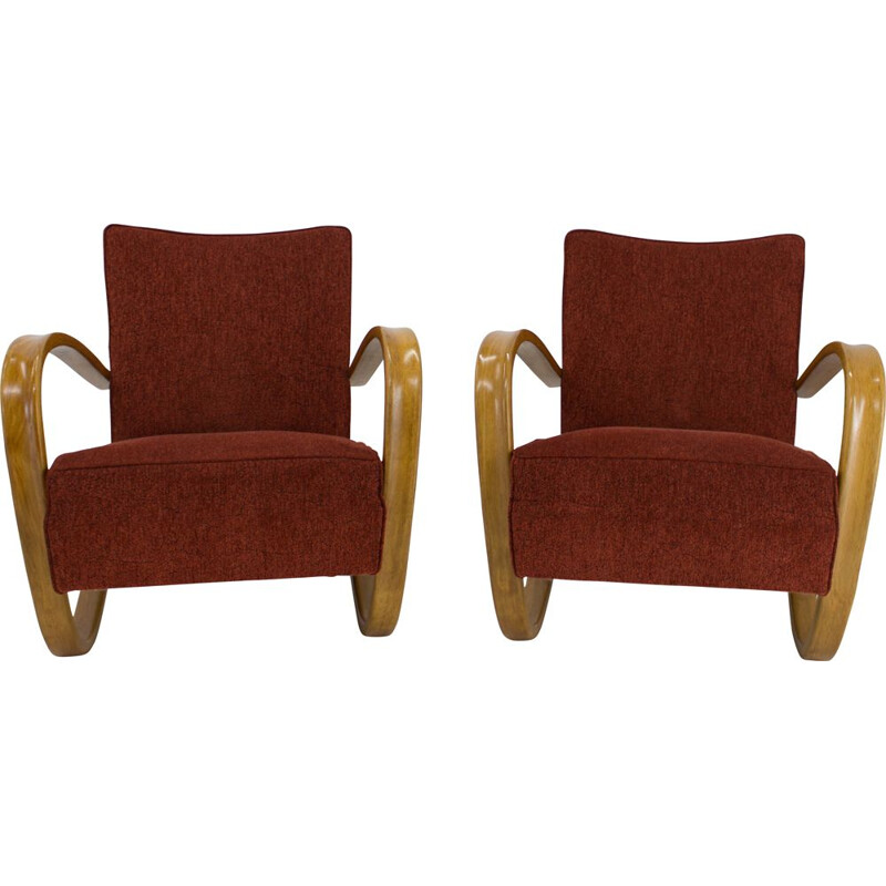 Set of 2 Armchairs vintage H 269 by Jindrich Halabala, 1940s