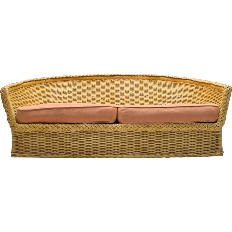 2-Seater Sofa Rattan, Italian 1970s