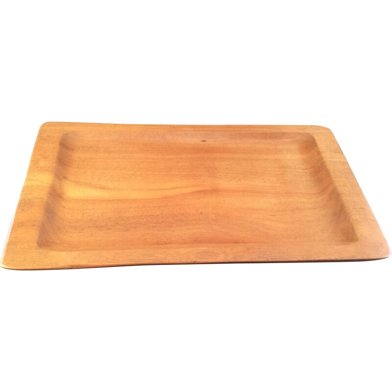 Large vintage tray in blond teak wood Alexandre Noll