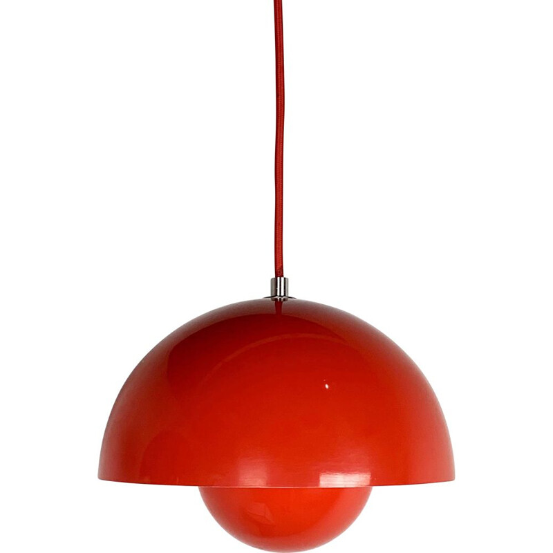 Red Flower Pot Pendant Lamp by Verner Panton for and Tradition