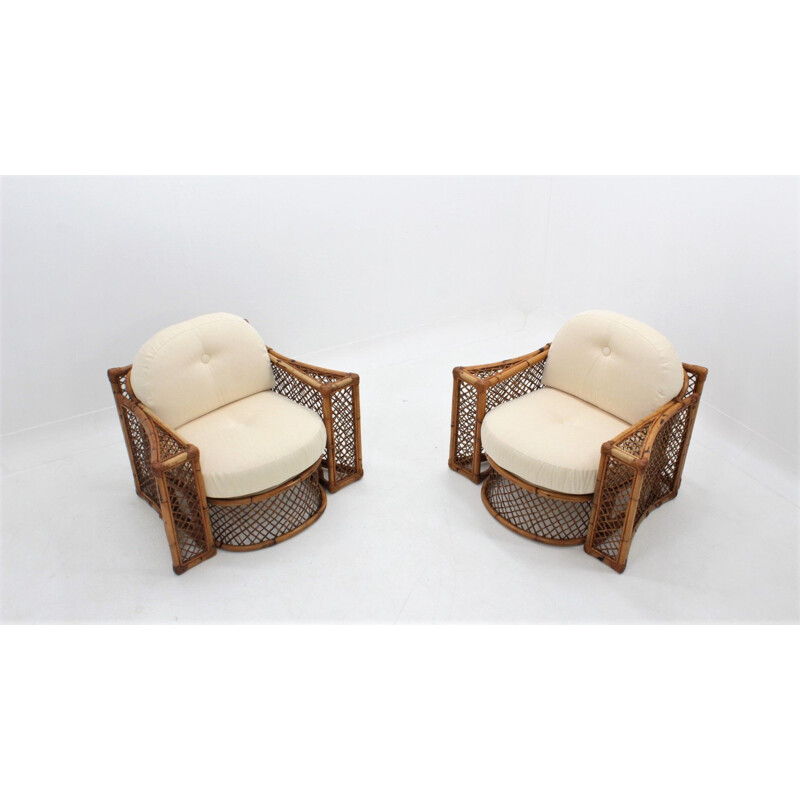 Vintage rattan armchairs Vivai del Sud 1970